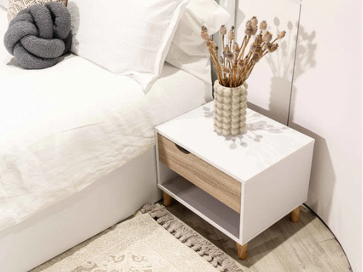 Stockholm 1 Drawer Cabinet White Oak - Image 5