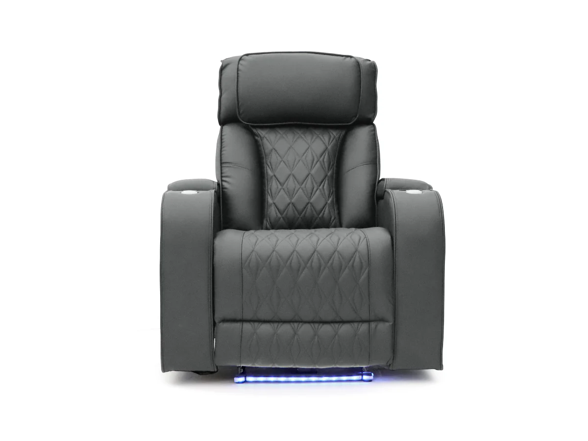 Tech 11 Smart Grey Electric Recliner Chair Aire Leather - Image 3