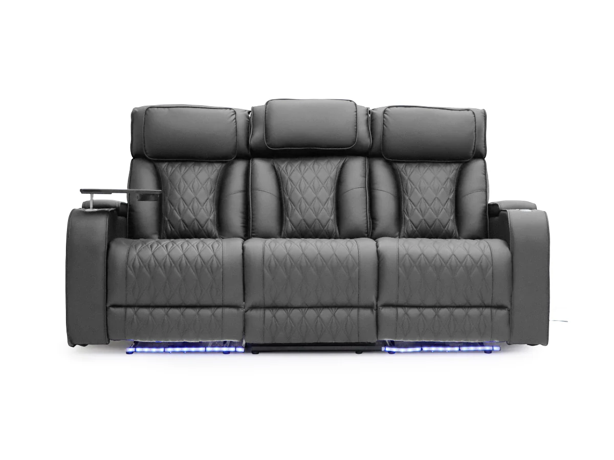 Tech 11 Smart Grey Electric Recliner Sofa Set 3+2 Aire Leather - Image 3