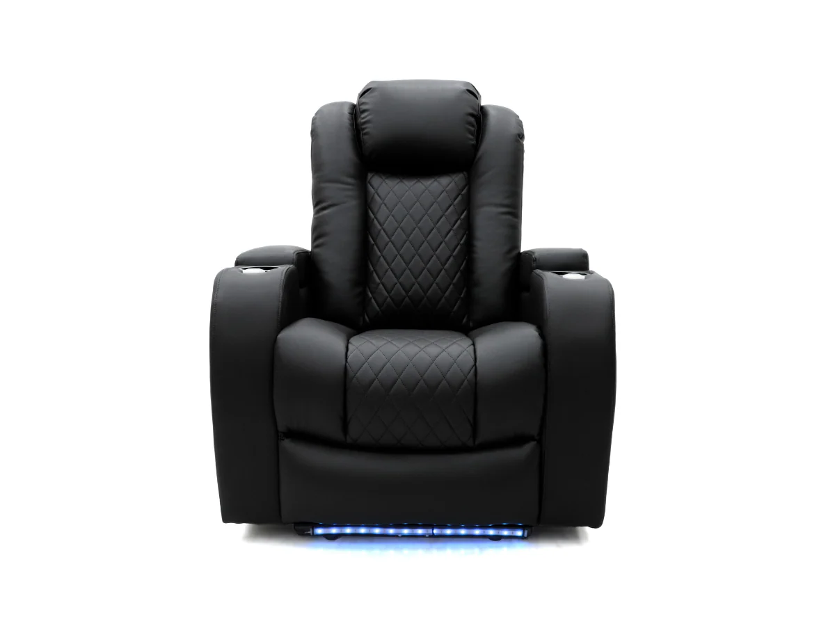 Tech 8 Smart Electric Recliner Armchair Black Aire Leather - Image 3