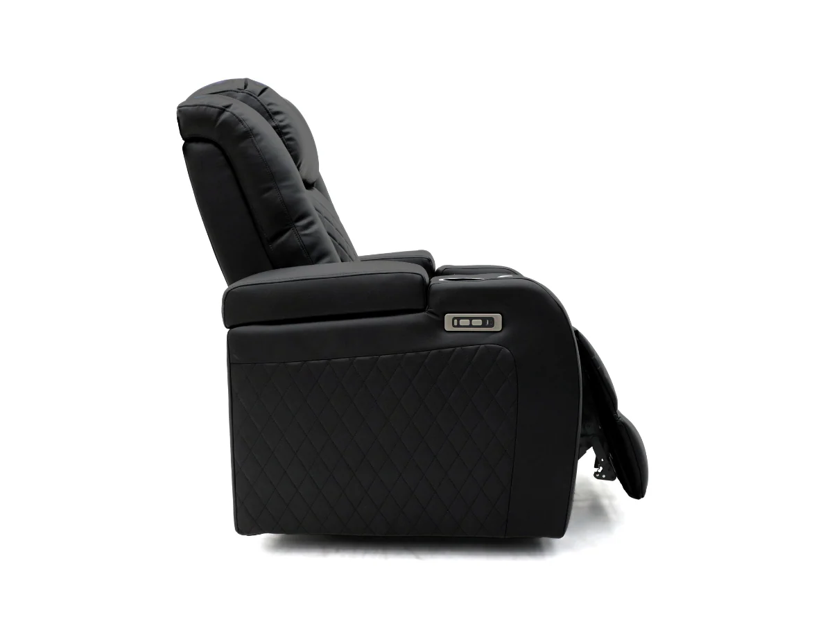 Tech 8 Smart Electric Recliner Armchair Black Aire Leather - Image 4