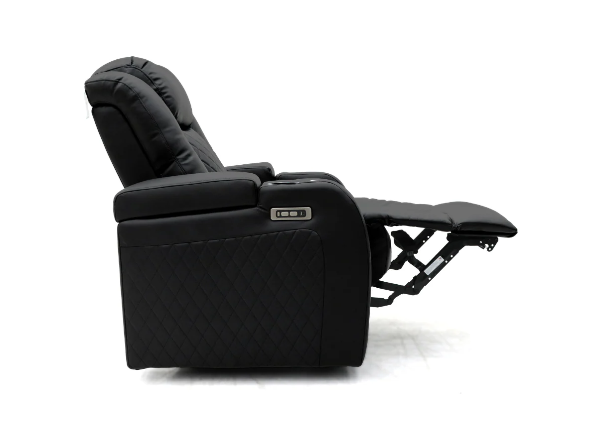 Tech 8 Smart Electric Recliner Armchair Black Aire Leather - Image 5