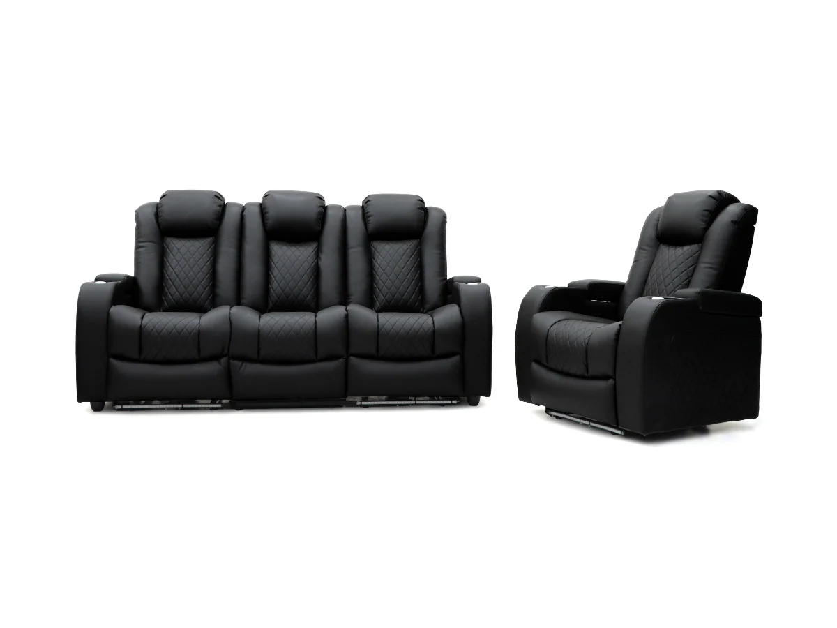Tech 8 Smart Electric Recliner Armchair Black Aire Leather - Image 6