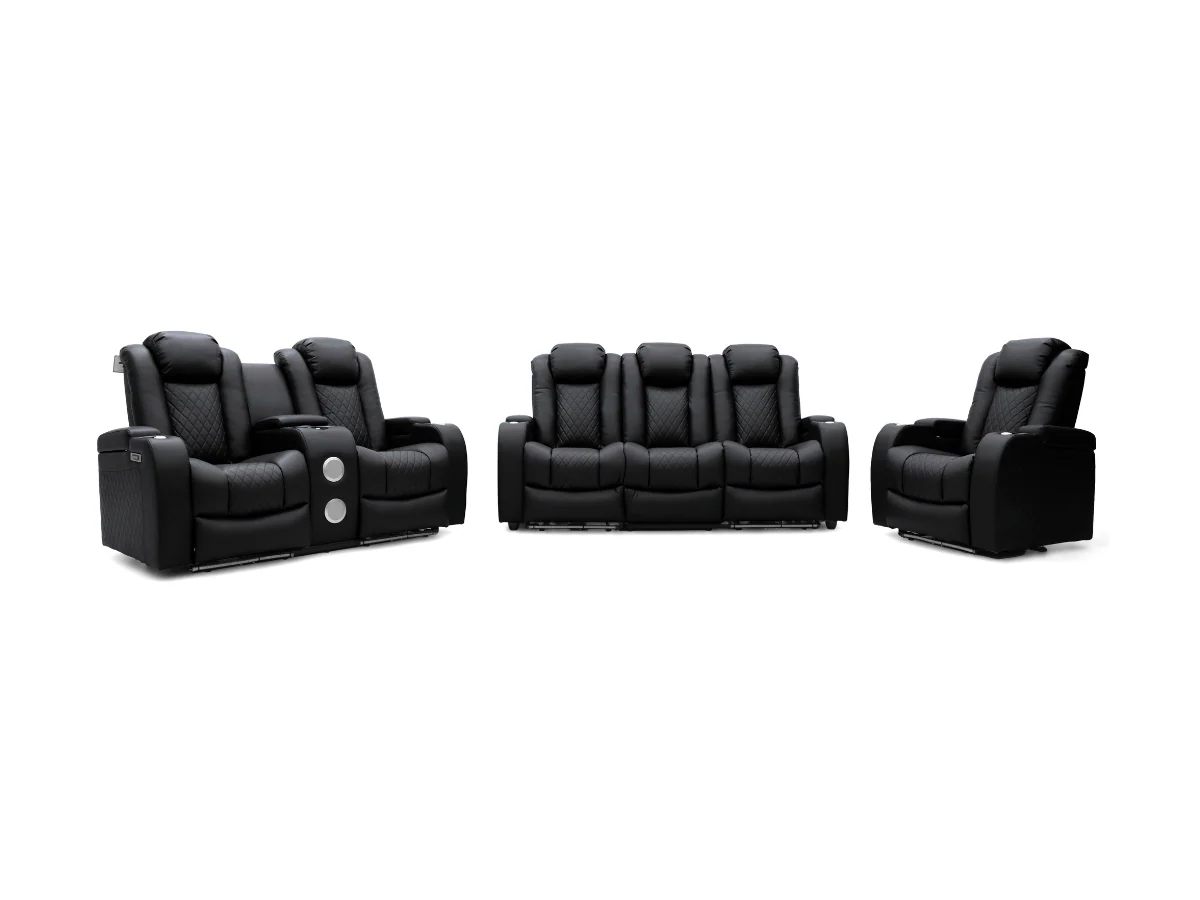 Tech 8 Smart Electric Recliner Armchair Black Aire Leather - Image 7