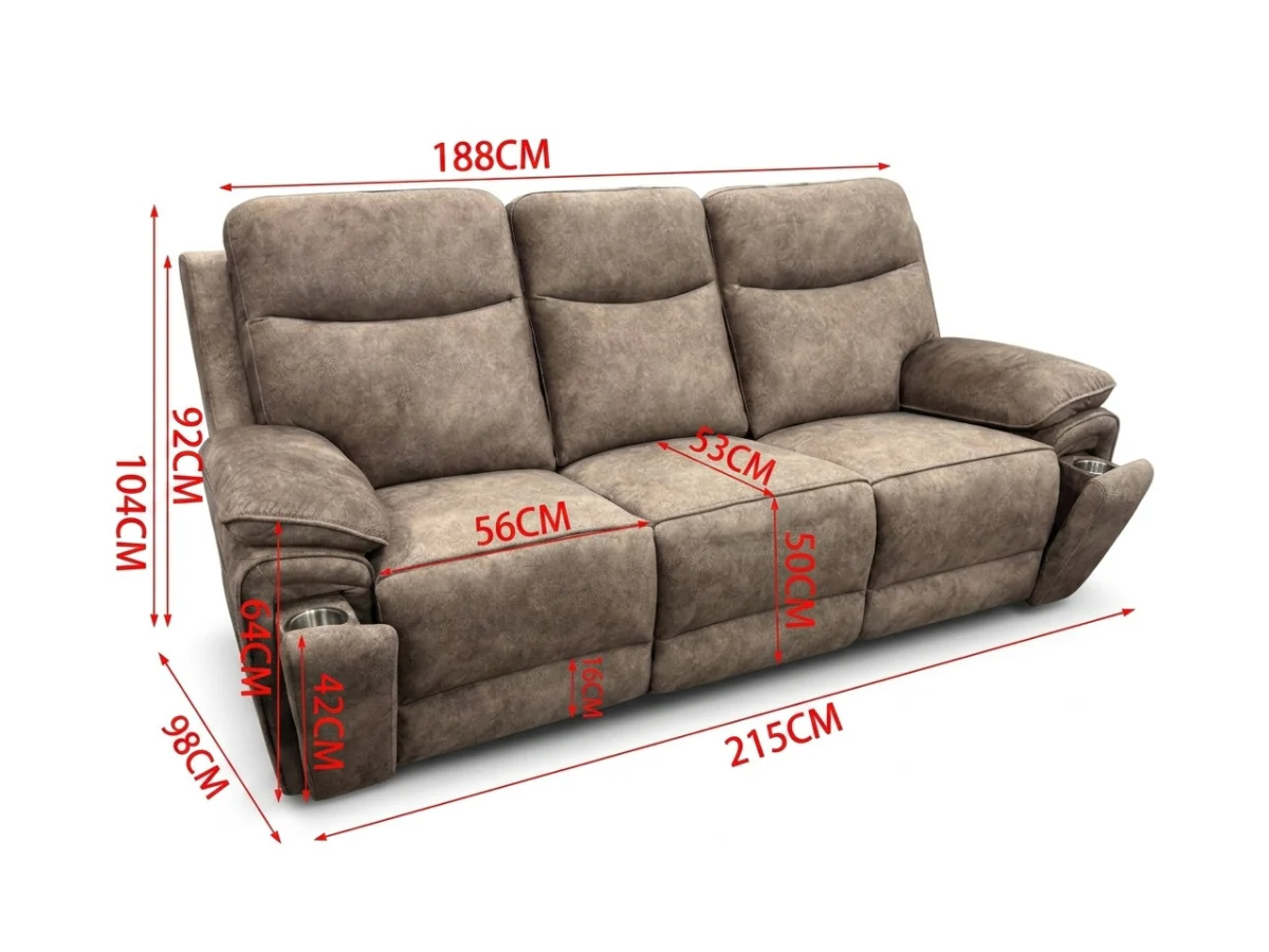 Toronto Brown 3+2 Electric Recliner Sofa Set - Image 4
