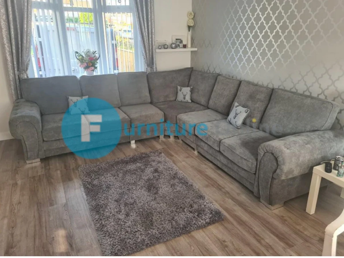 Vegas Corner Sofa 7 Seater Universal  Full Back Grey - Image 2