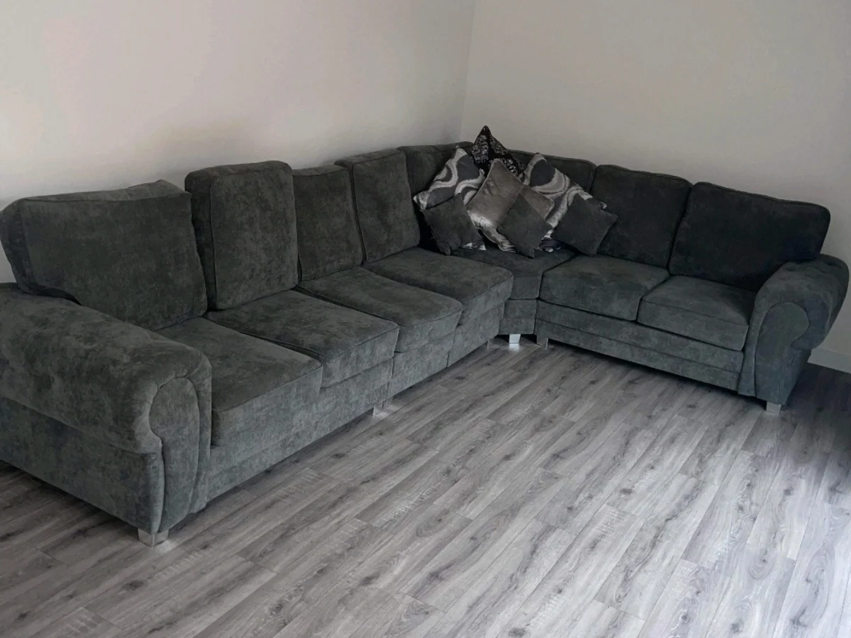 Vegas Corner Sofa 7 Seater Universal  Full Back Grey - Image 4