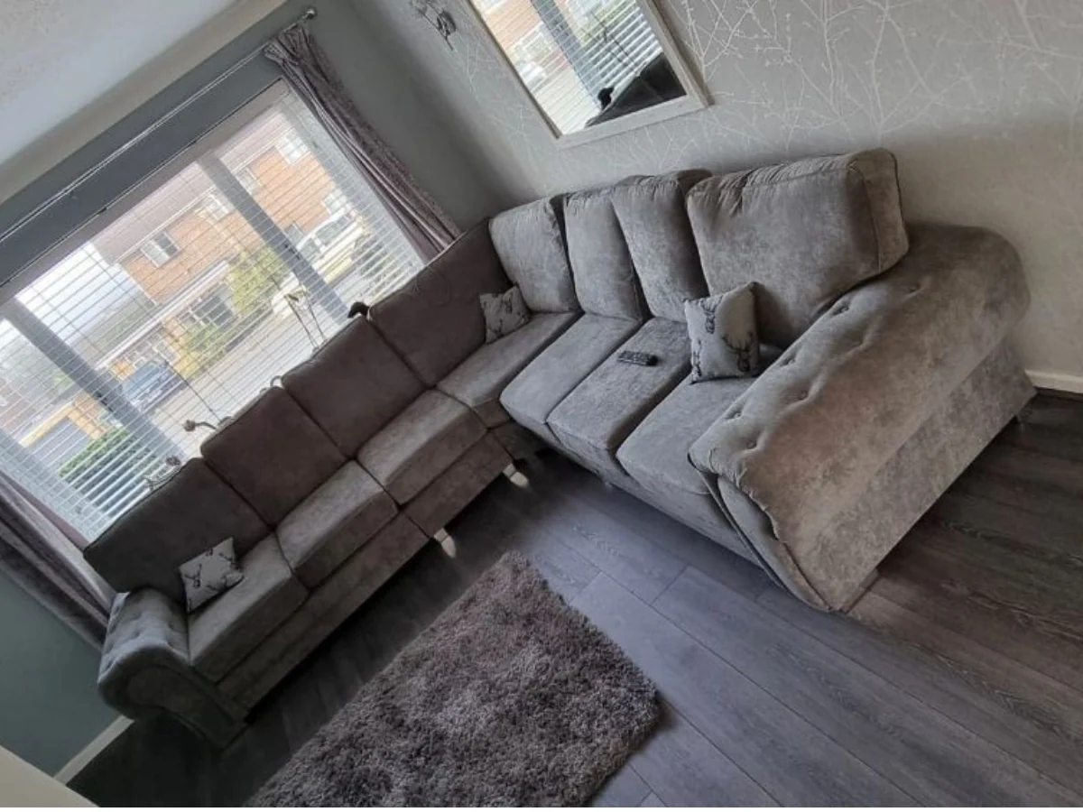 Vegas Corner Sofa 7 Seater Universal  Full Back Grey - Image 9