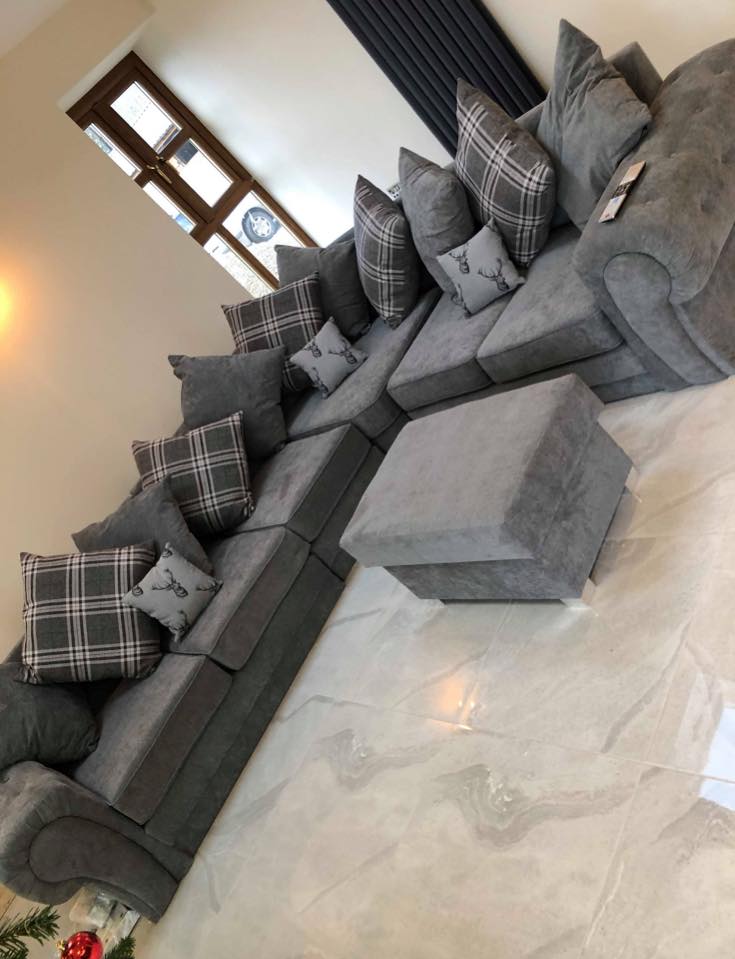 Verona Corner Sofa 6 Seater Universal Scatter Back Grey - Image 2