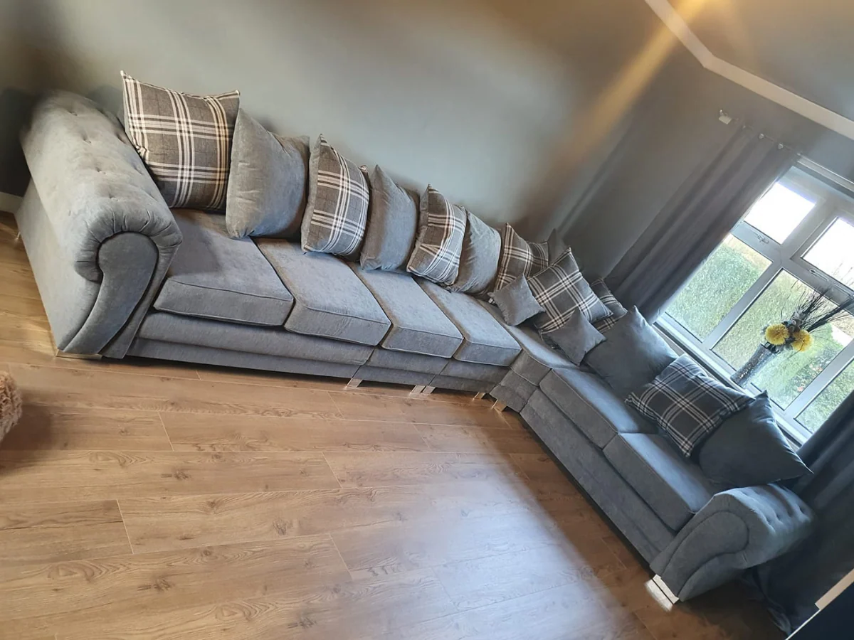 Verona Corner Sofa 7 Seater Universal Scatter Back Grey - Image 2