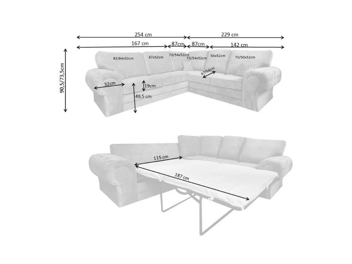 Verona Fernando Corner Sofa Bed Scatter Back Sleeper Grey - Image 6