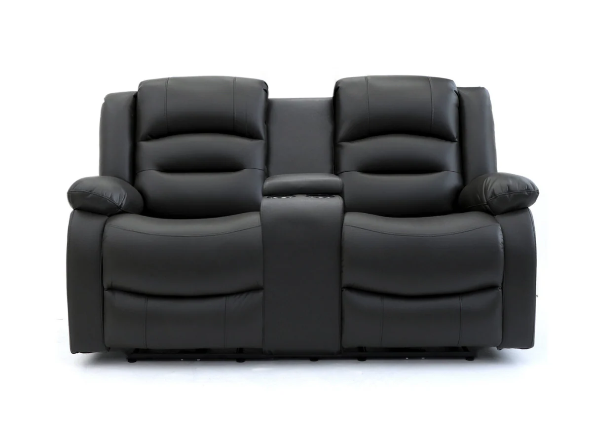 Vinson 2 Seater Electric Recliner Sofa Black Aire Leather - Image 2