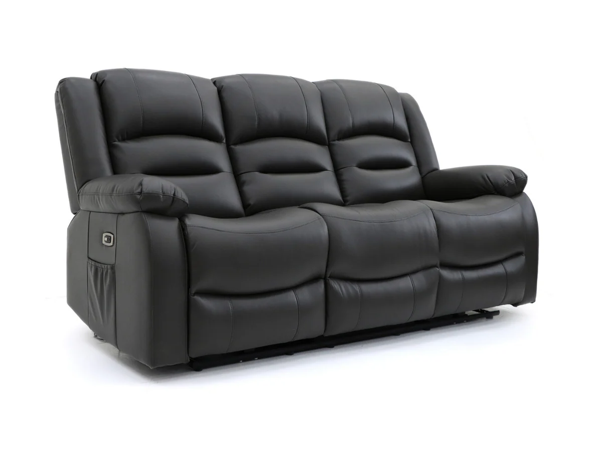 Vinson 3+2+1 Electric Recliner Sofa Set Black Aire Leather - Image 2
