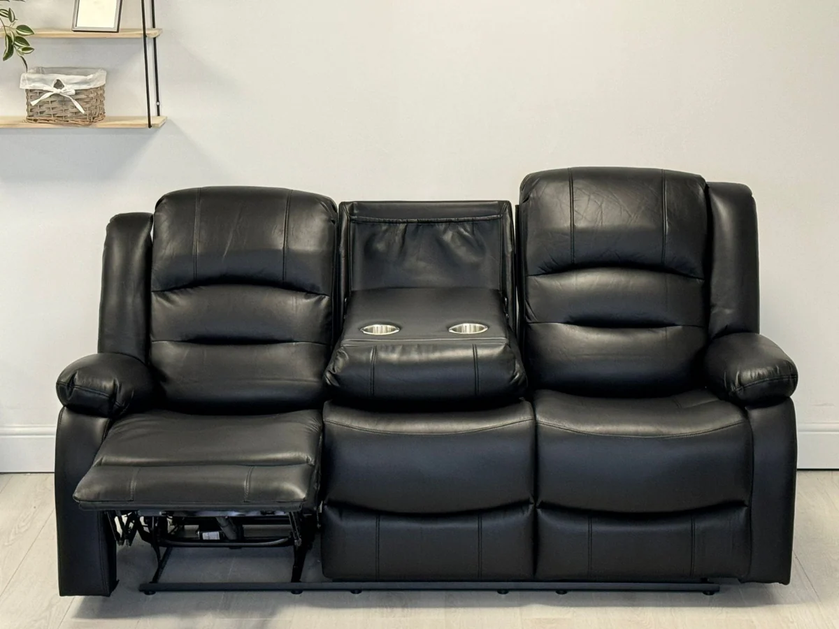 Vinson 3+2 Electric Recliner Sofa Set Black Aire Leather - Image 11