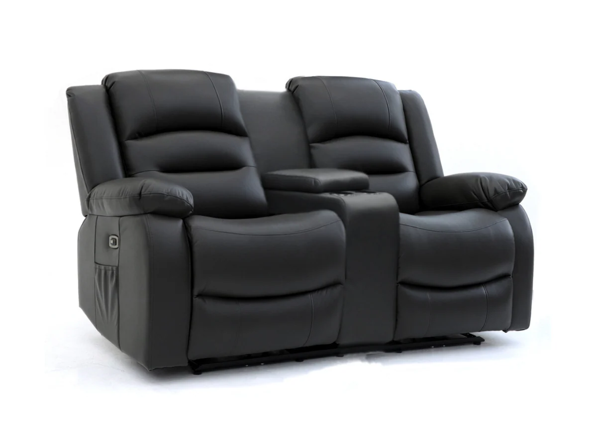 Vinson 3+2 Electric Recliner Sofa Set Black Aire Leather - Image 2