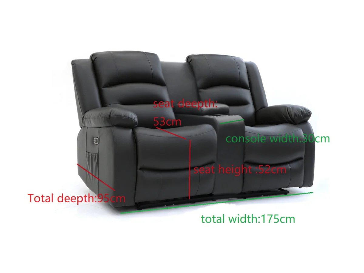 Vinson 3+2 Electric Recliner Sofa Set Black Aire Leather - Image 7