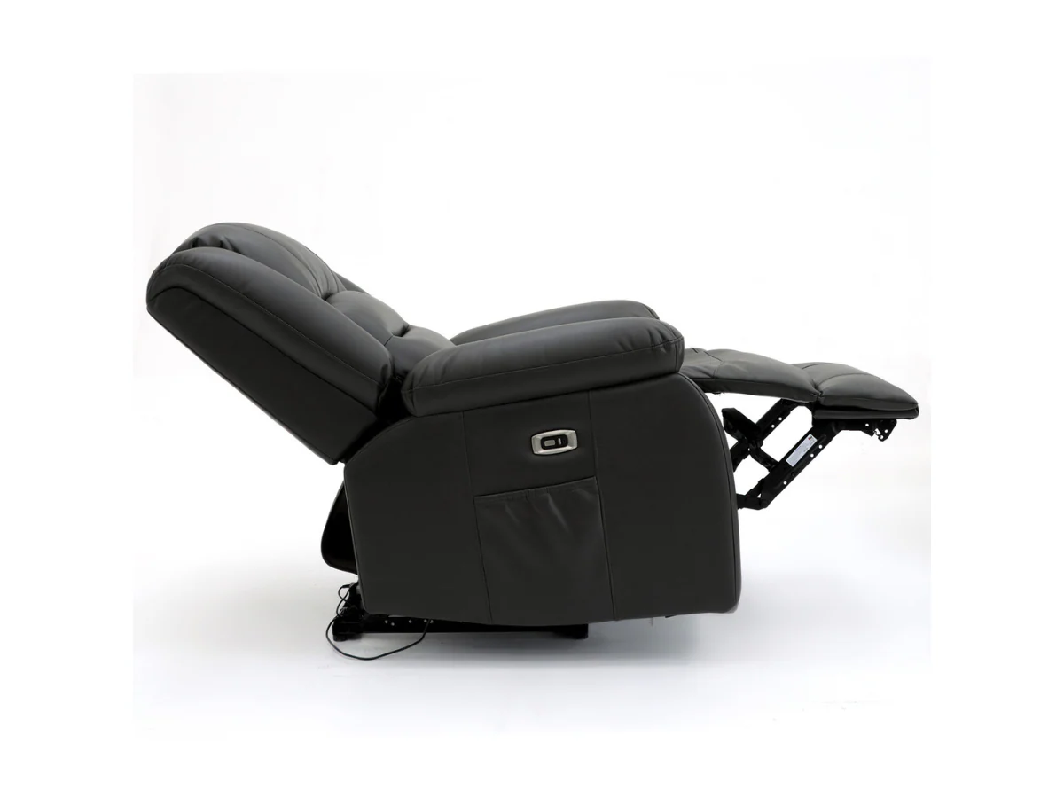 Vinson Electric Recliner Armchair Black Aire Leather - Image 3