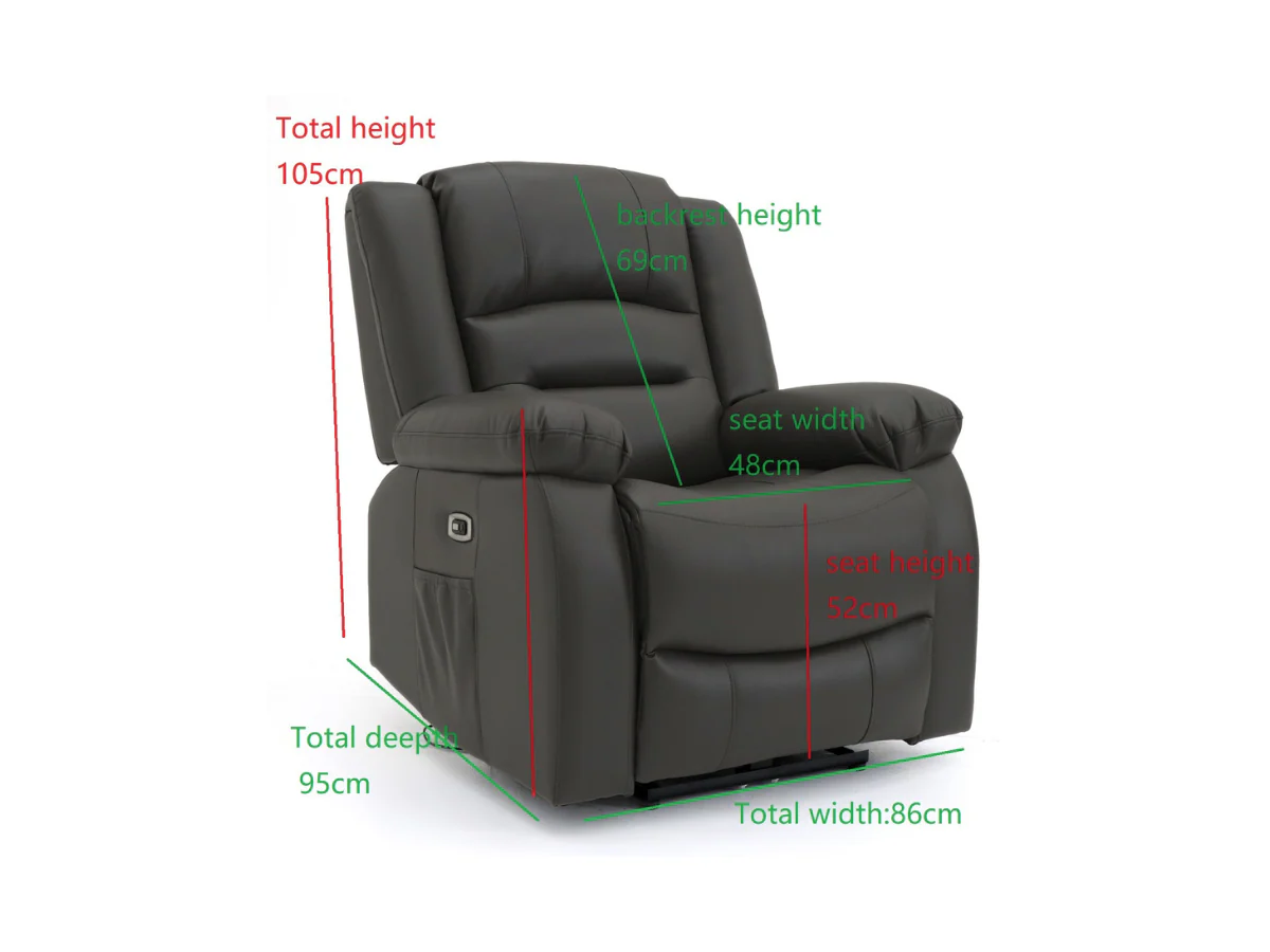 Vinson Electric Recliner Armchair Black Aire Leather - Image 4