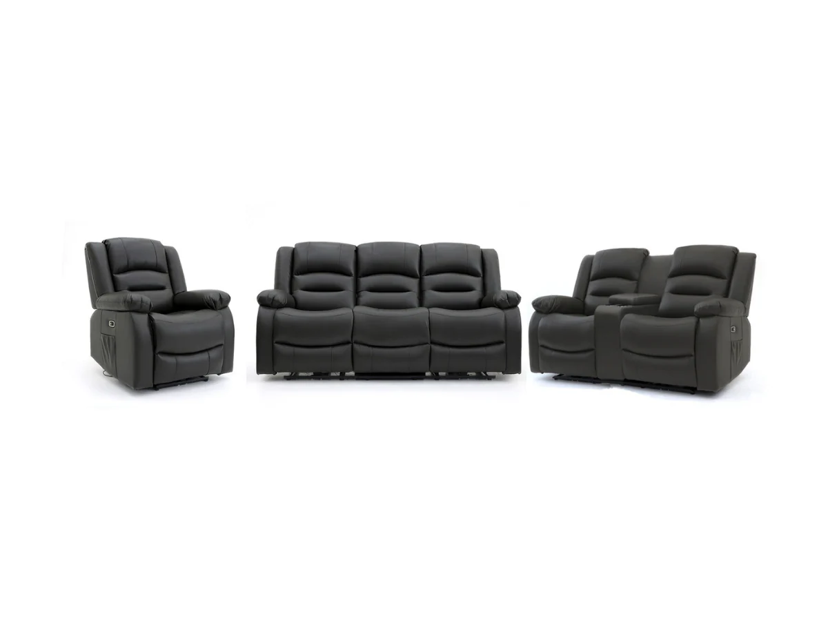 Vinson Electric Recliner Armchair Black Aire Leather - Image 6